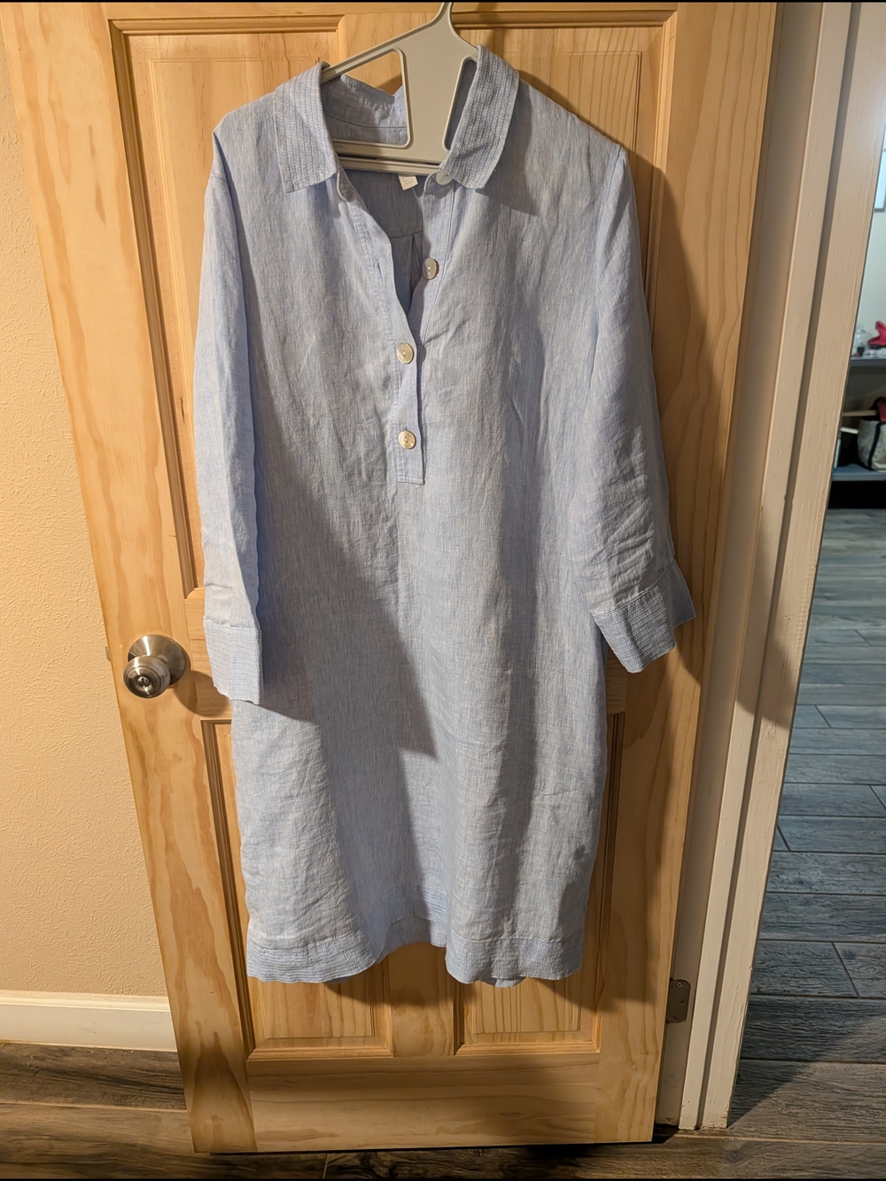 The White Company Pale Blue Long Sleeve Linen Shirt Dress